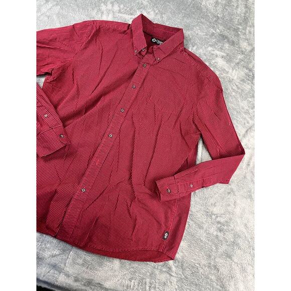 Men’s Chaps XL Red Checkered 100% Cotton Long-Sleeve Shirt – Excellent Cond - Picture 6 of 9